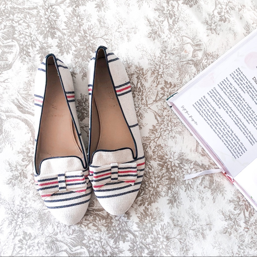 J. Crew White Bow Flats